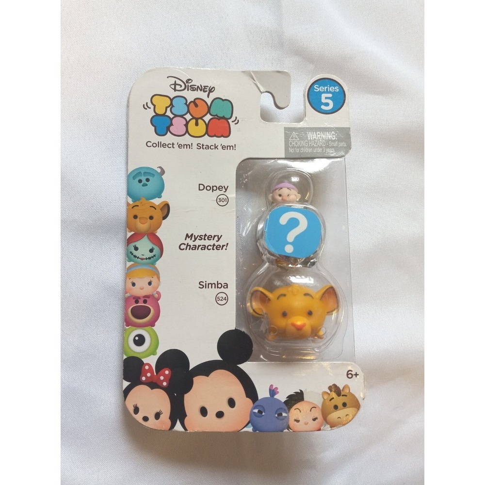DISNEY TSUM TSUM 3 PACK: SERIES 5: DOPEY, SIMBA & MYSTERY FIG. AGES 6+ NEW